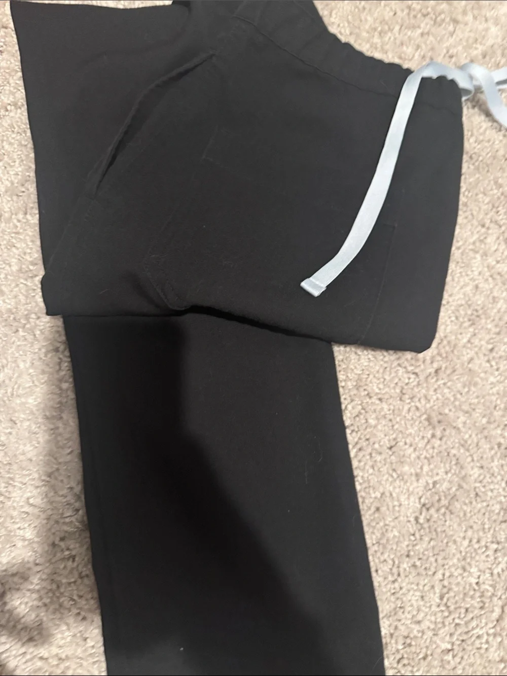 Figs Black Elastic-Waist Straight Leg Scrub Pants